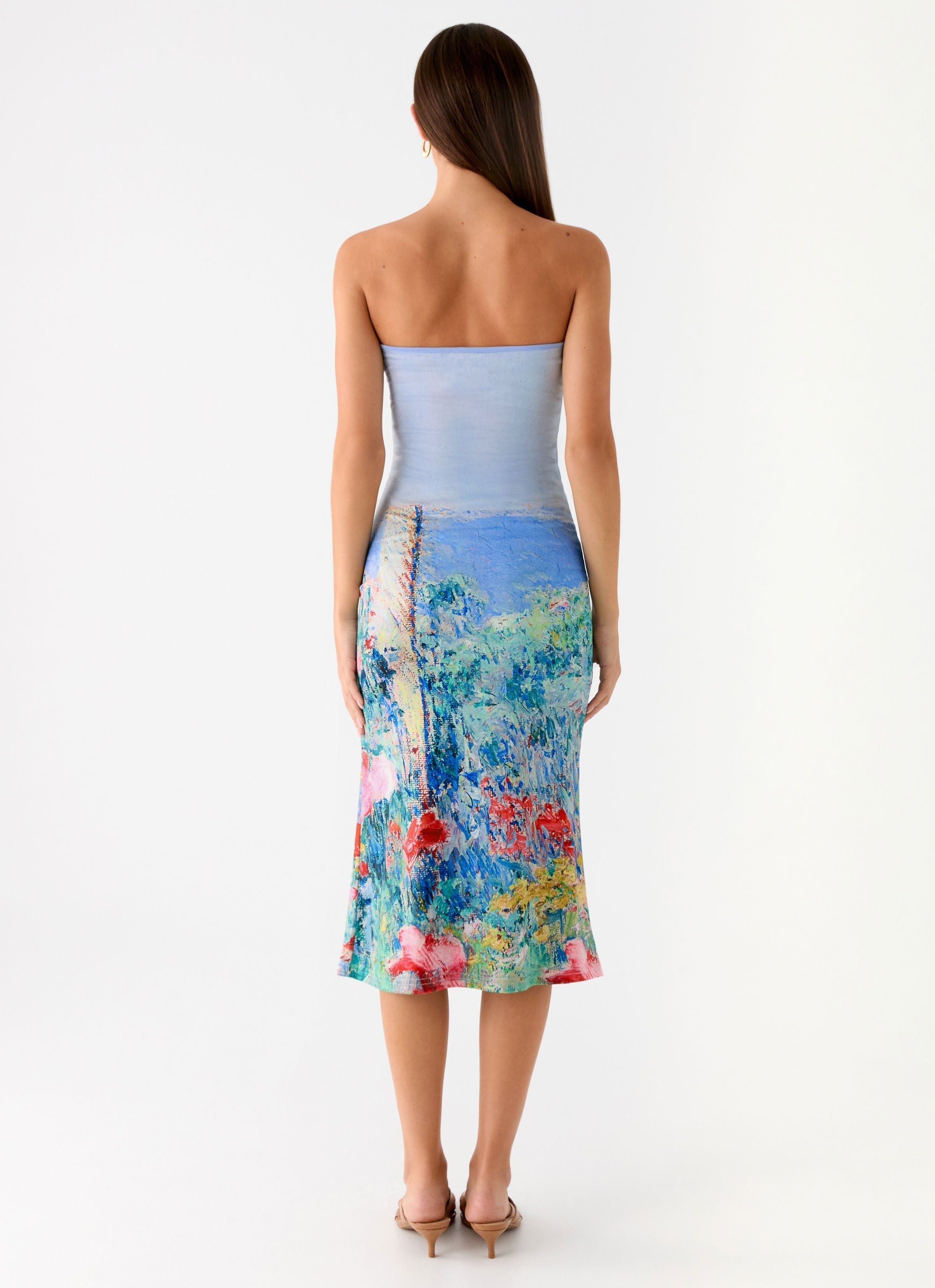 Niko Strapless Midi Dress - Spring Garden