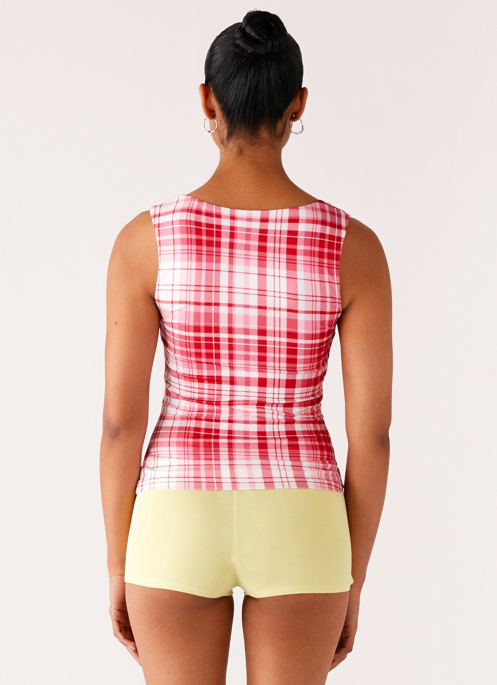 No Drama Strap Top - Pink Check
