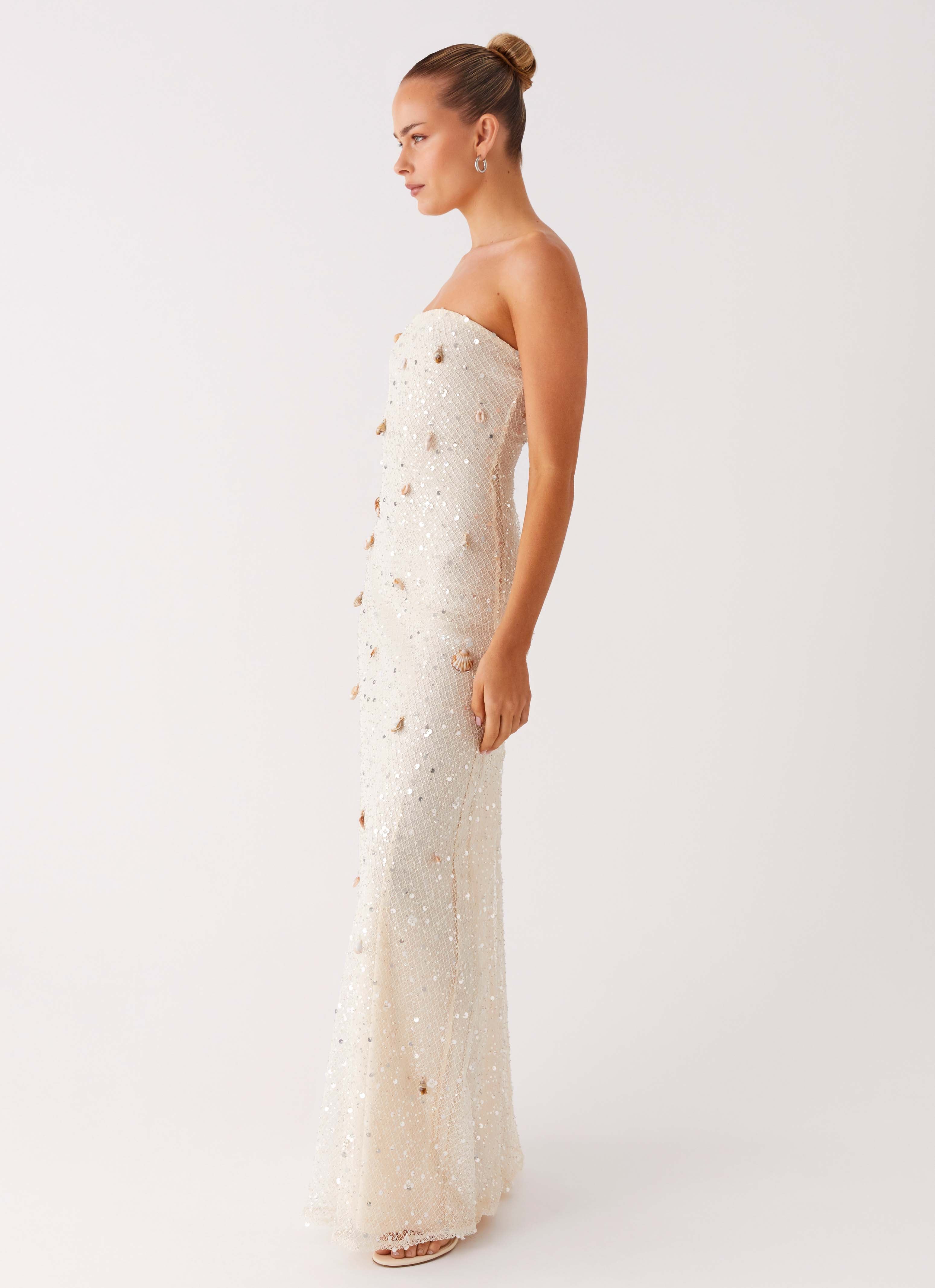Orelli Shell Sequin Knit Maxi Dress - Ivory