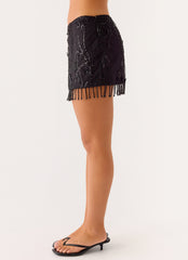 Overload Beaded Mini Skirt - Black