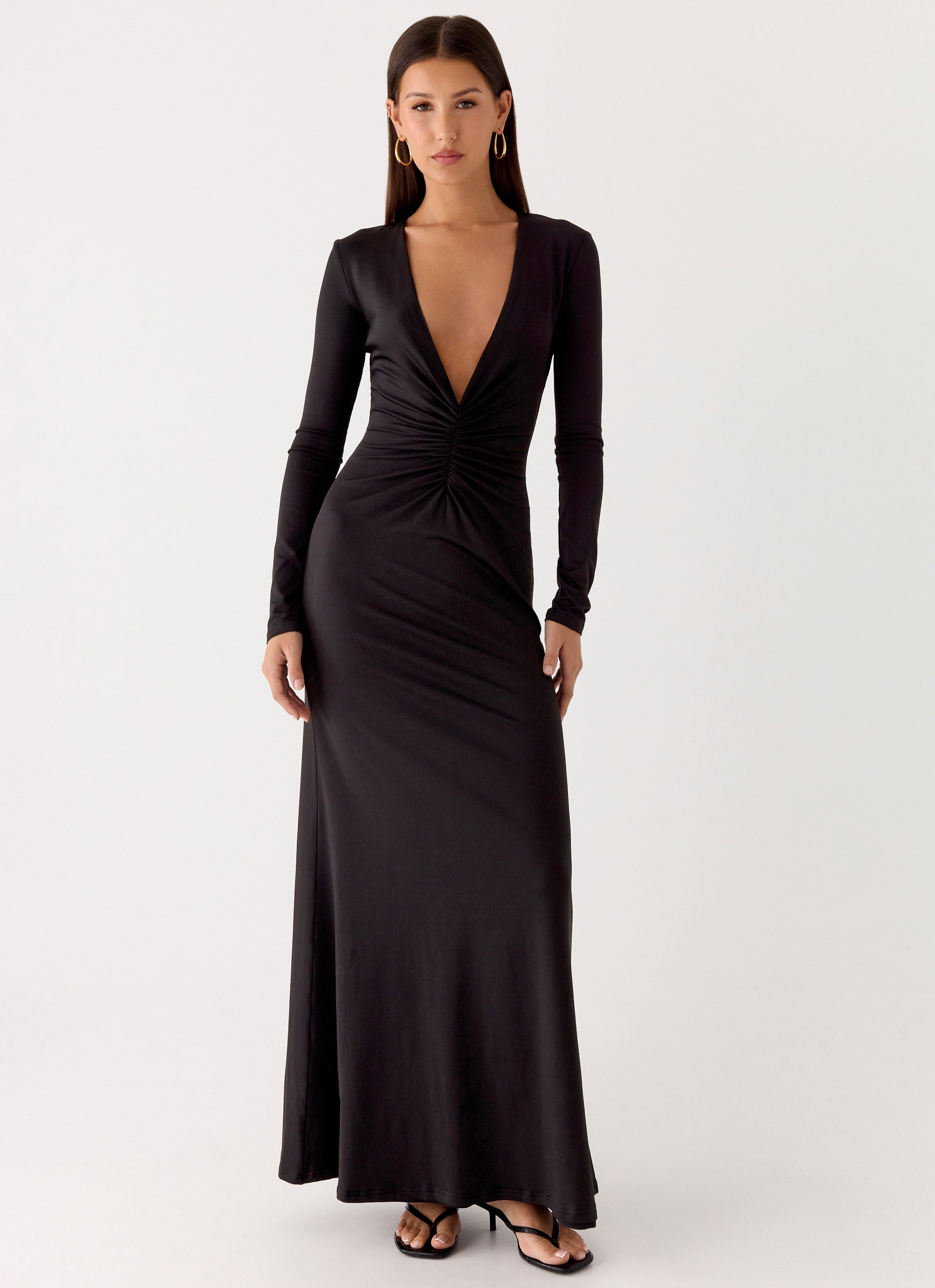 Palm Haze Maxi Dress - Black