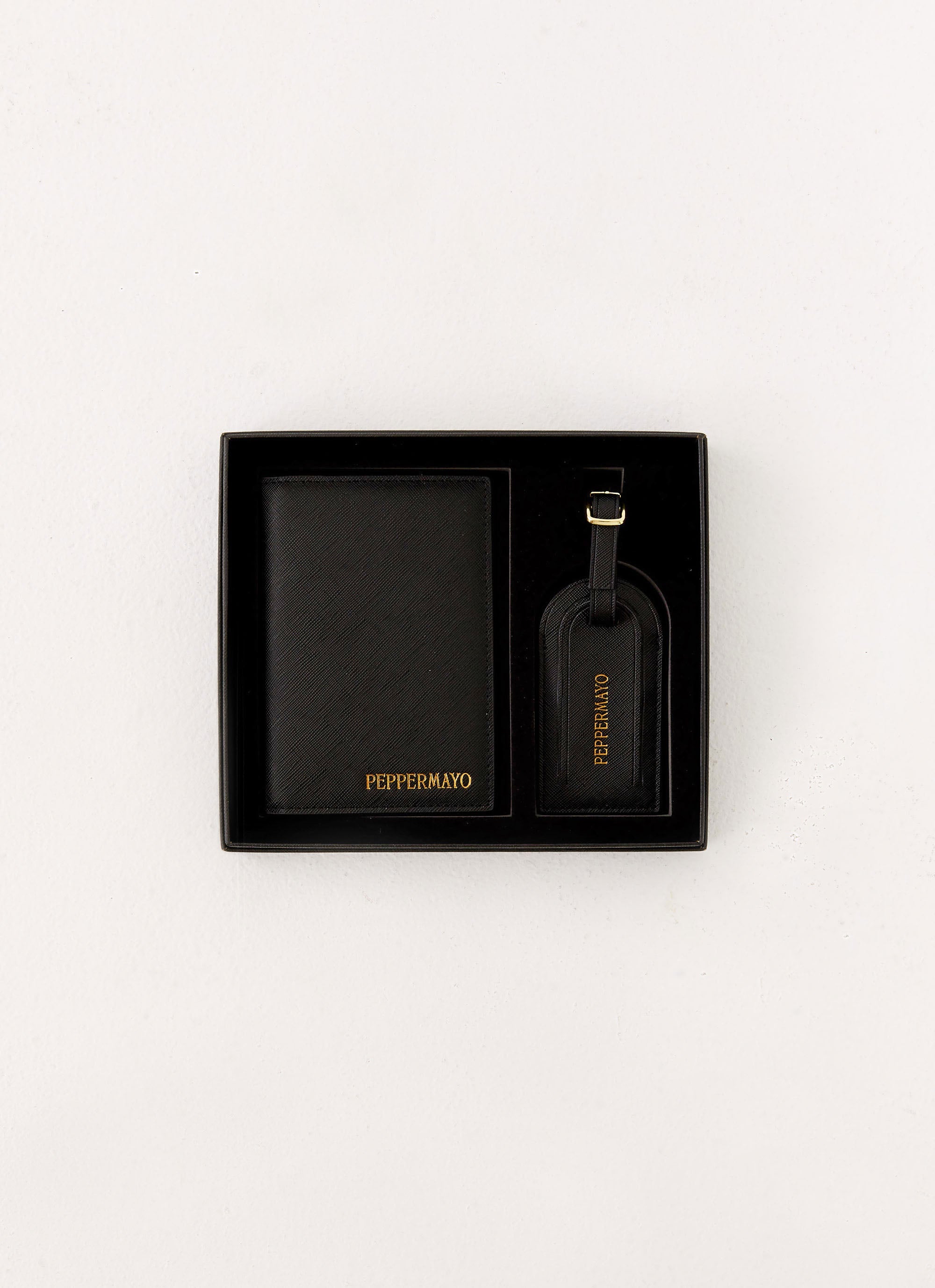 Passport Holder & Luggage Tag Set - Black