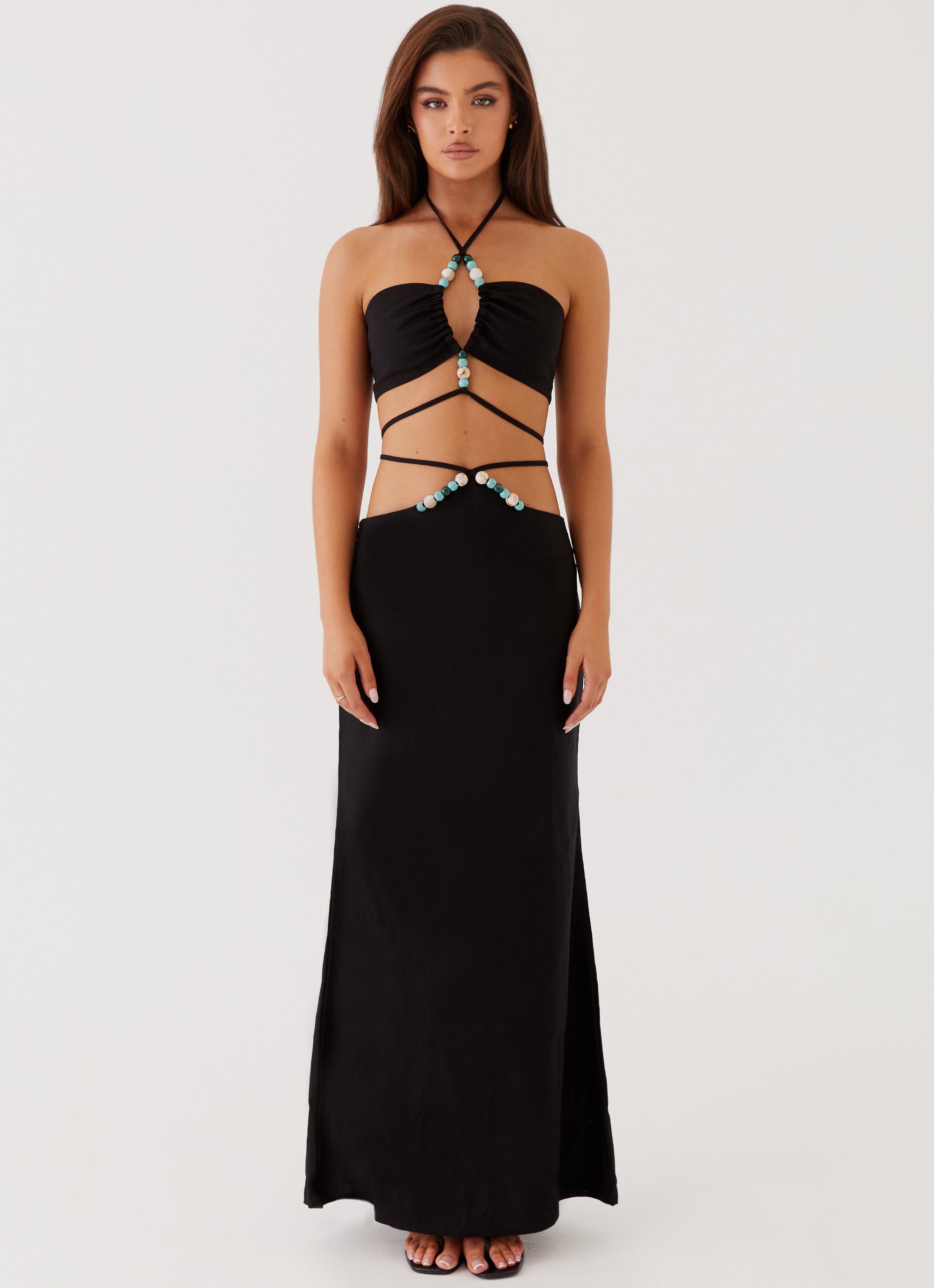 Neveah Beaded Maxi Skirt - Black
