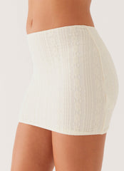 Easy On The Heart Low Rise Mini Skirt - Ivory