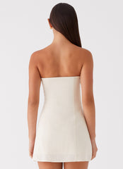 Do It That Way Linen Mini Dress - Ivory