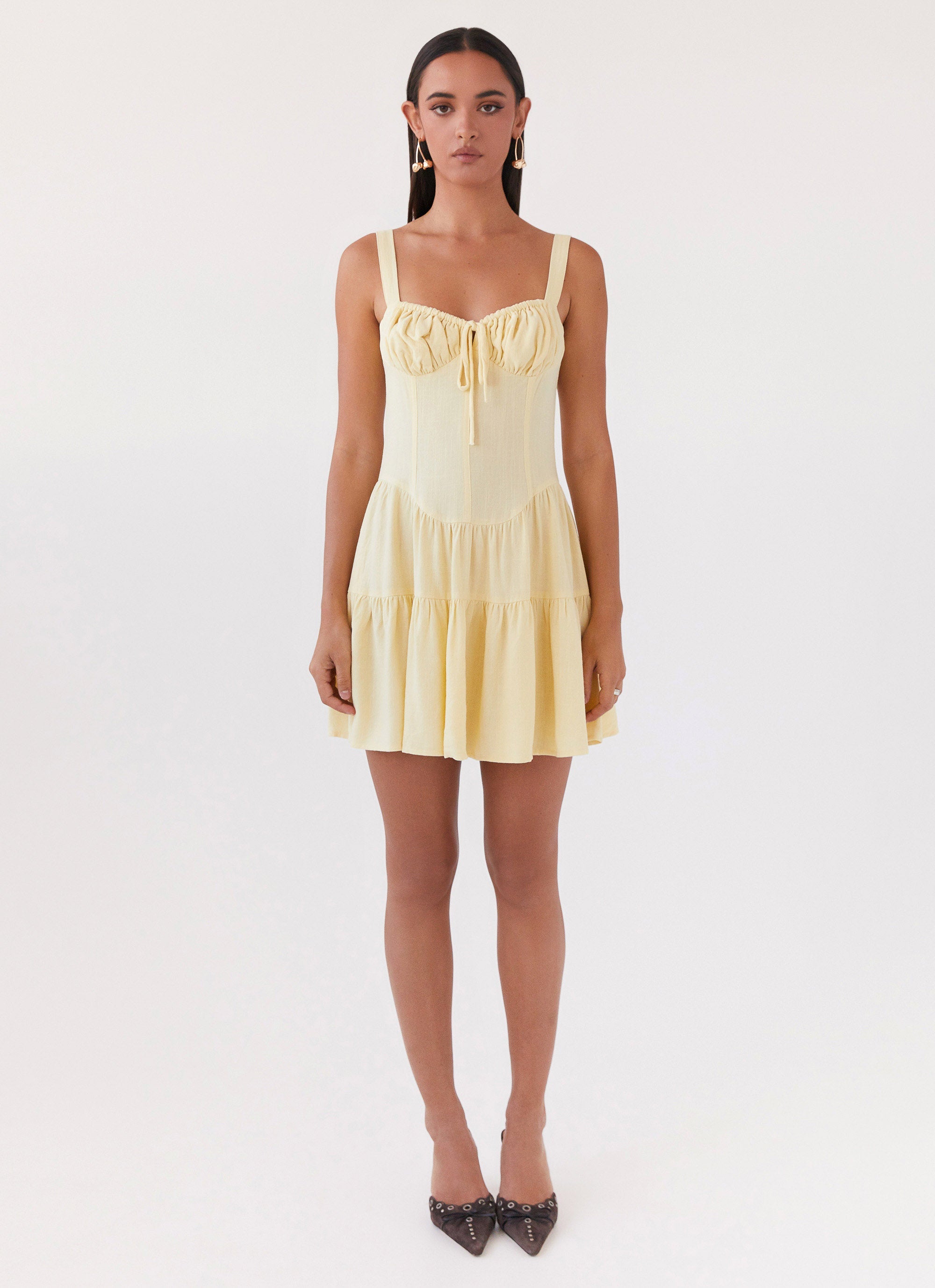 Lucie Linen Mini Dress - Yellow