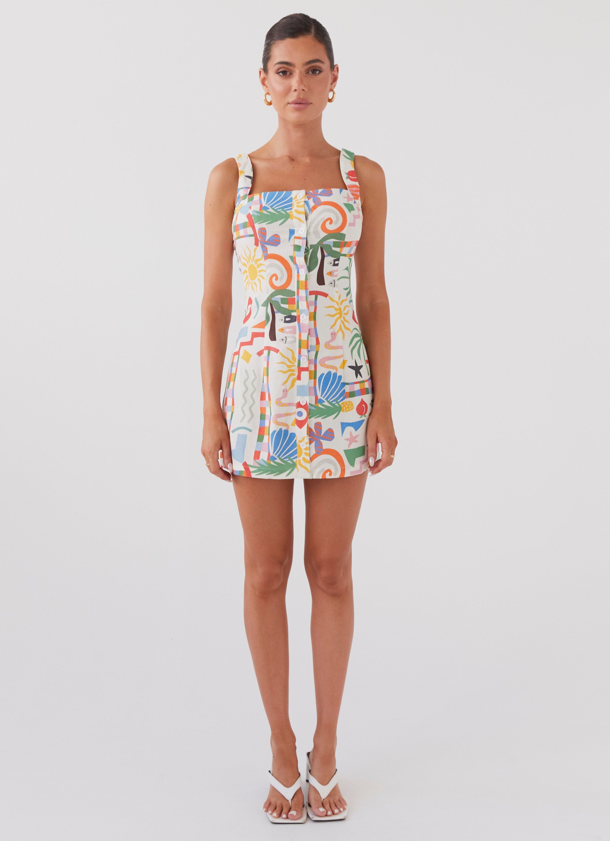 Tori Linen Mini Dress - Summer Palm