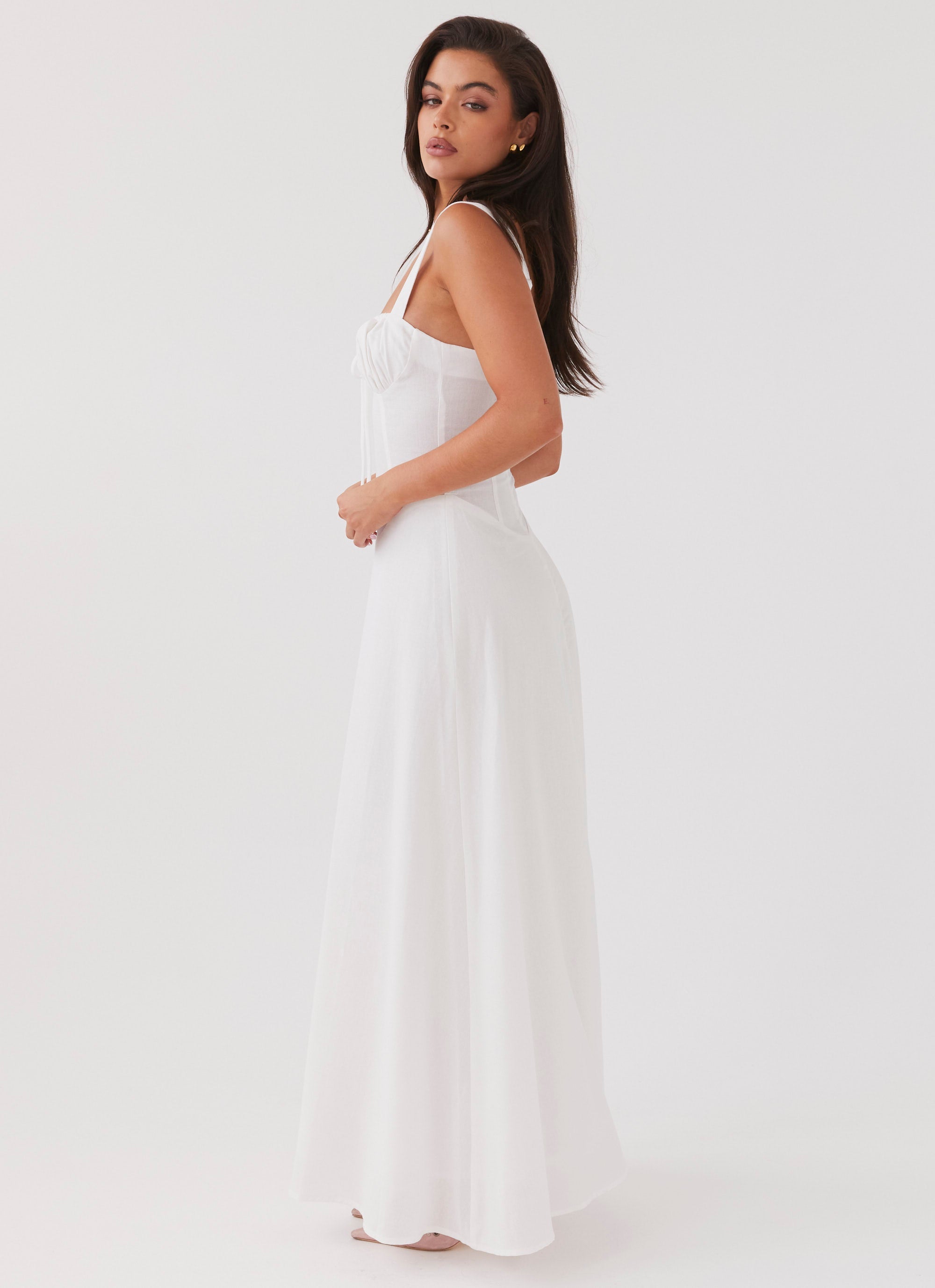 Lucie Linen Maxi Dress - White