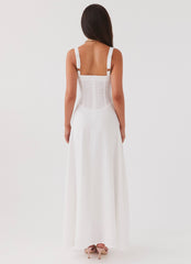 Lucie Linen Maxi Dress - White