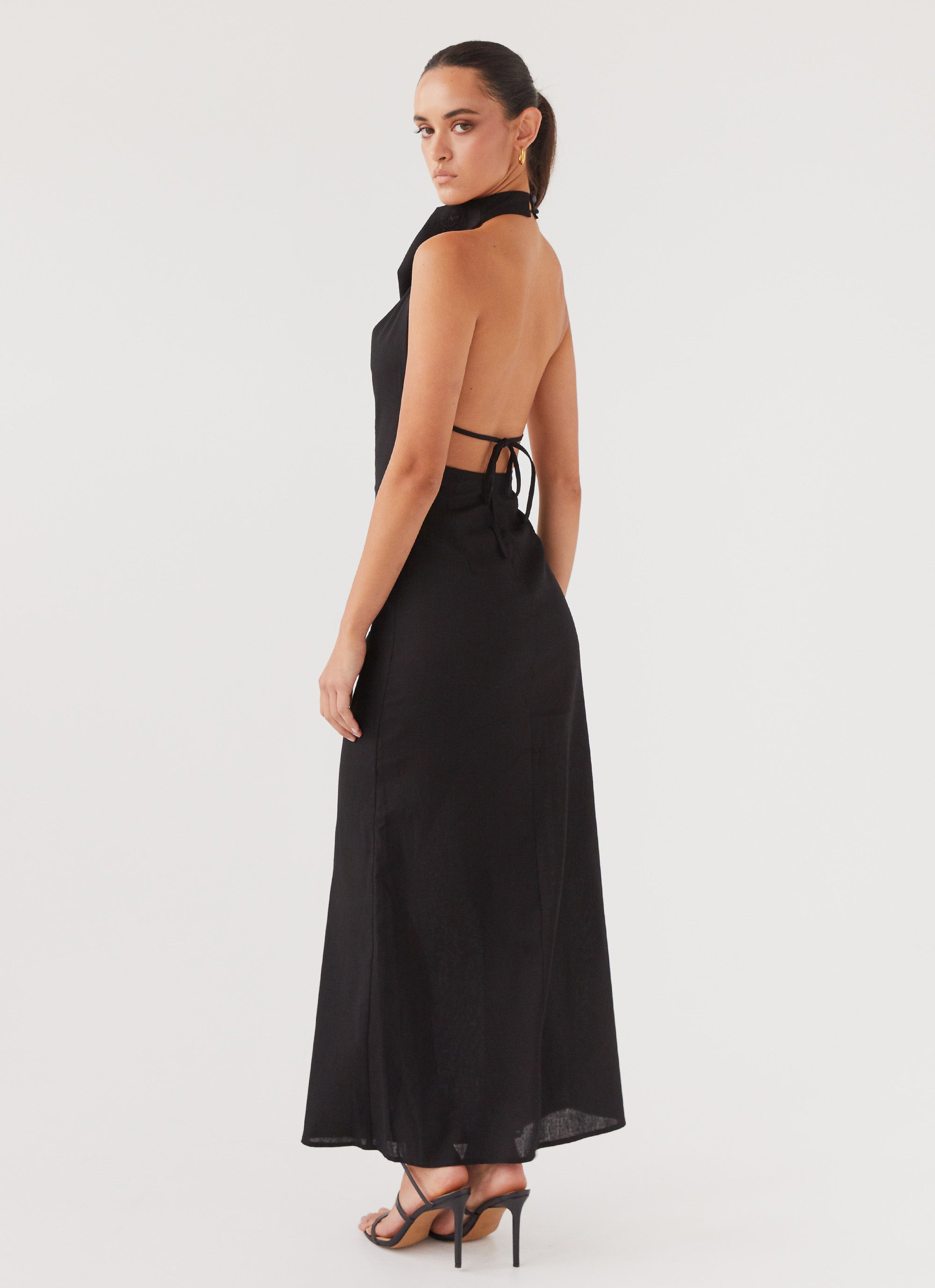 Cartia Linen Maxi Dress - Black