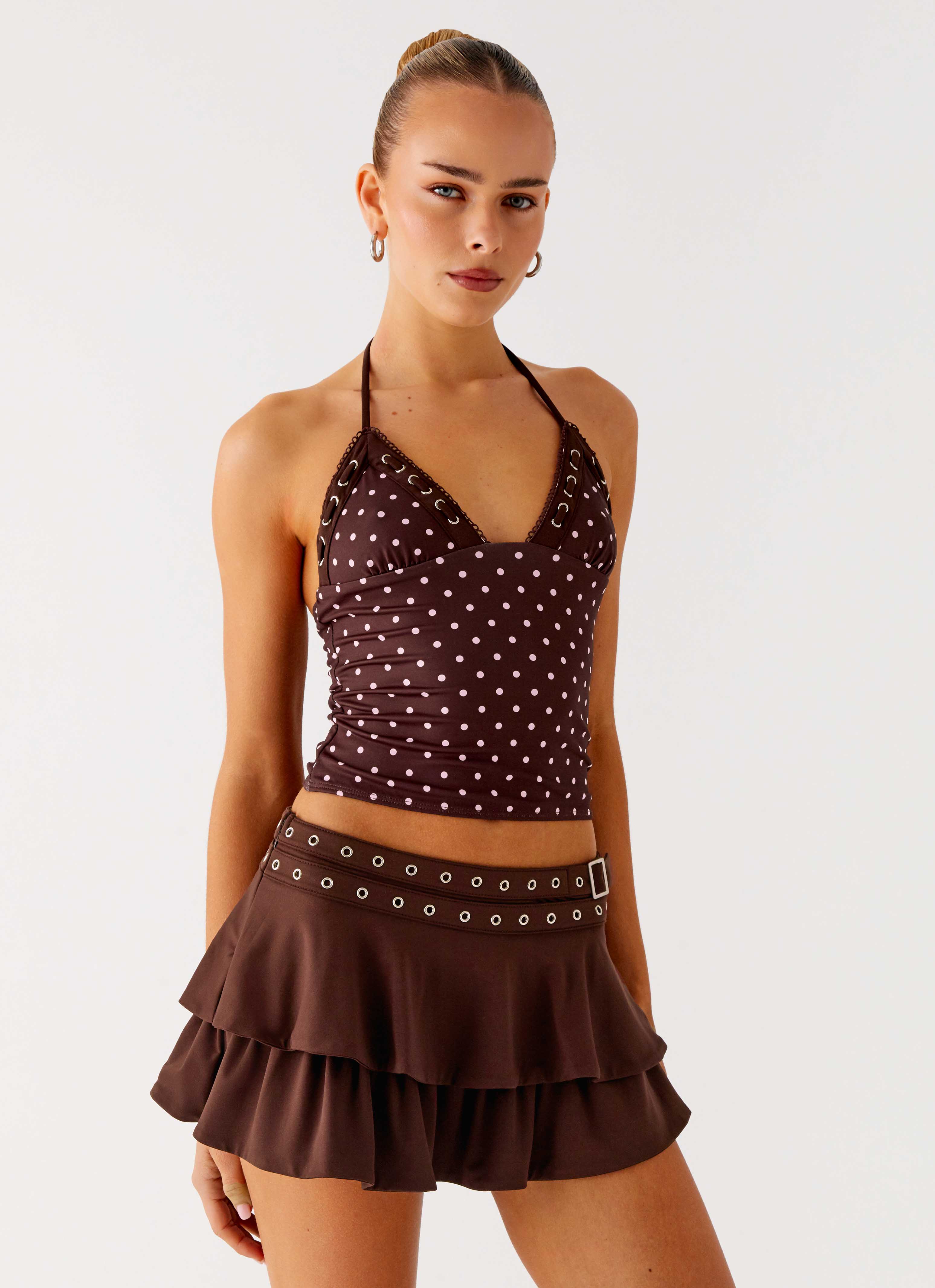 Prologue Belt Mini Skort - Chocolate
