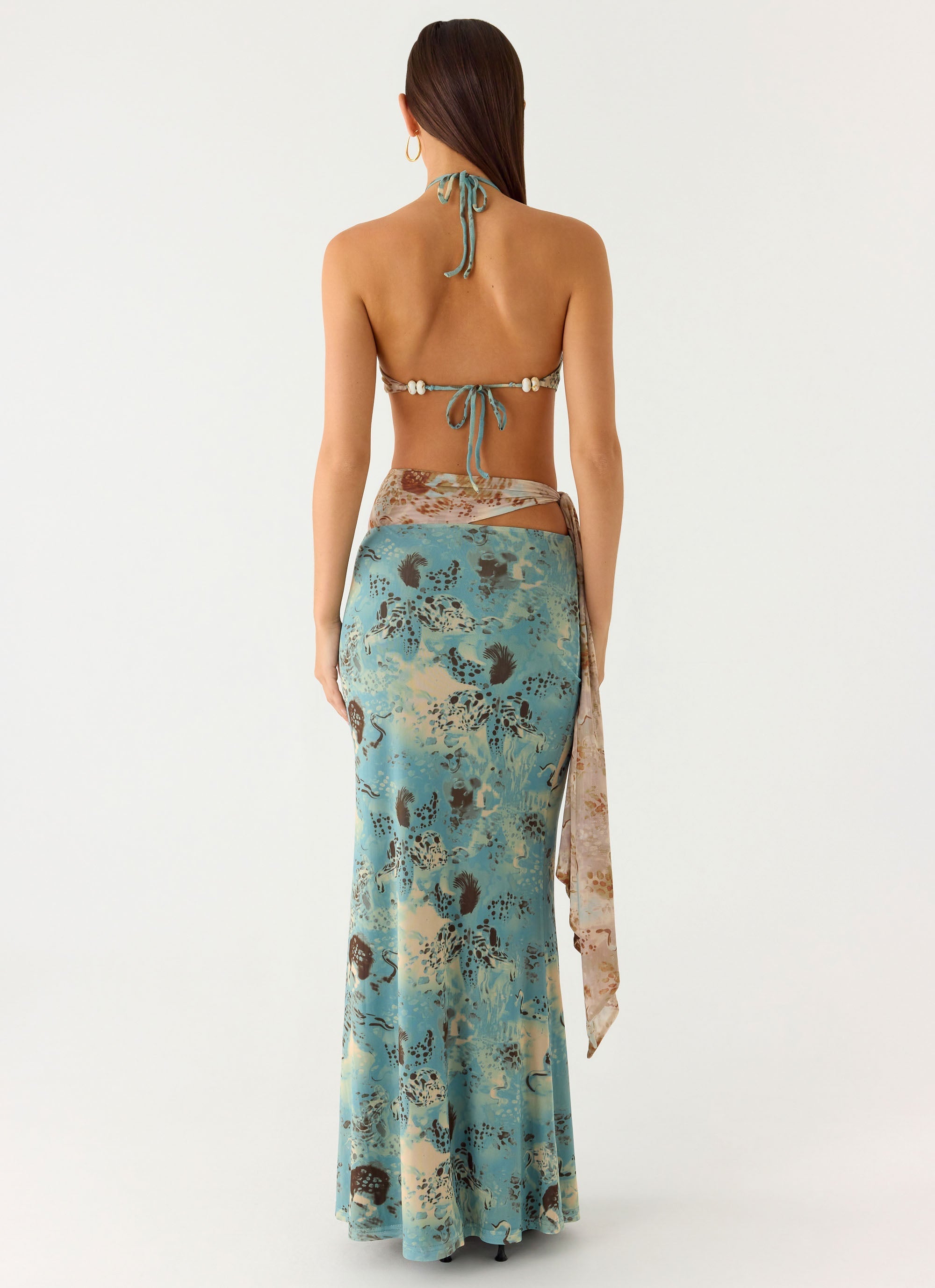 Rebel Beaded Maxi Dress - Aqua Blur