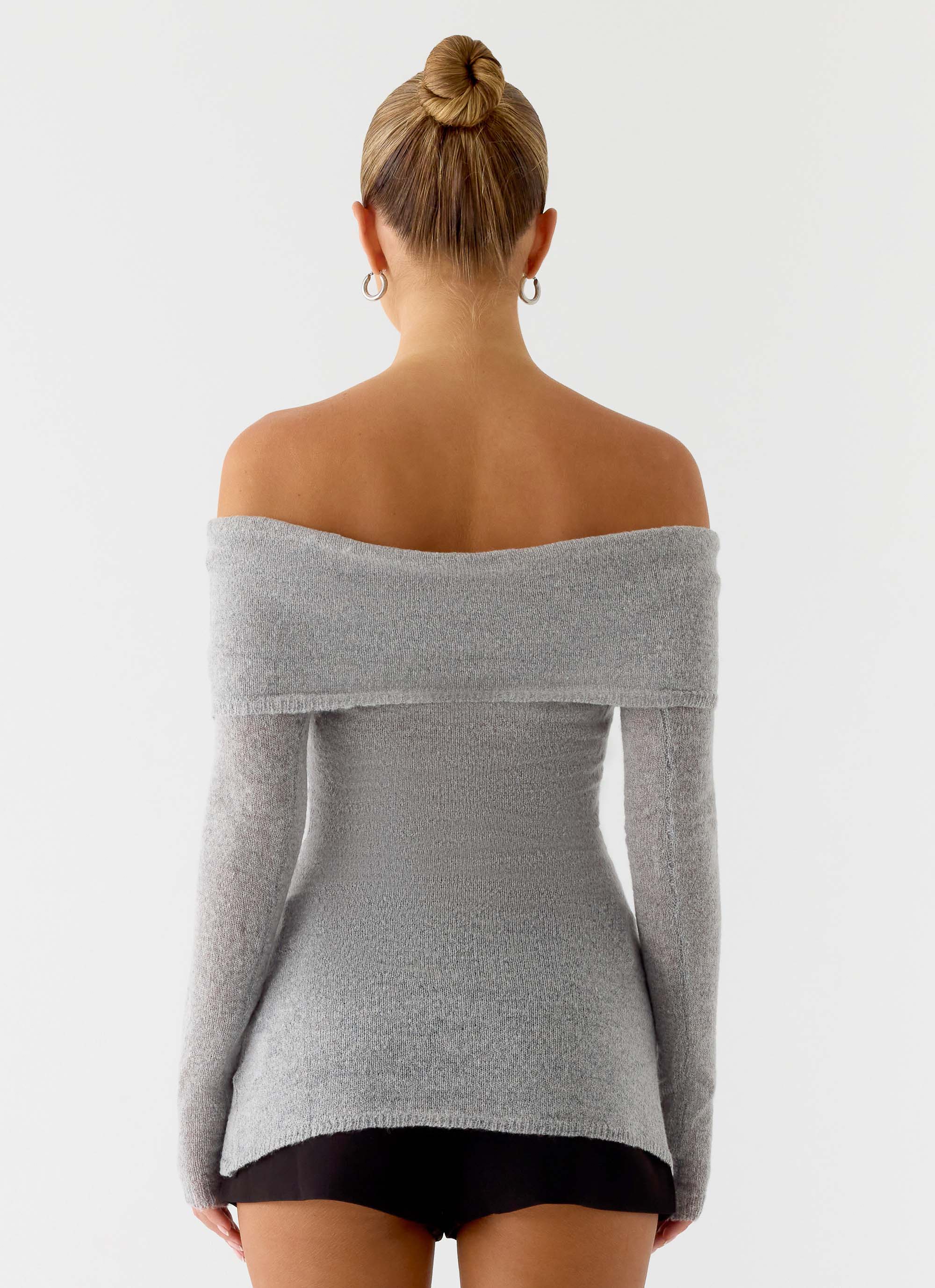 Romeo Bardot Knit Top - Grey