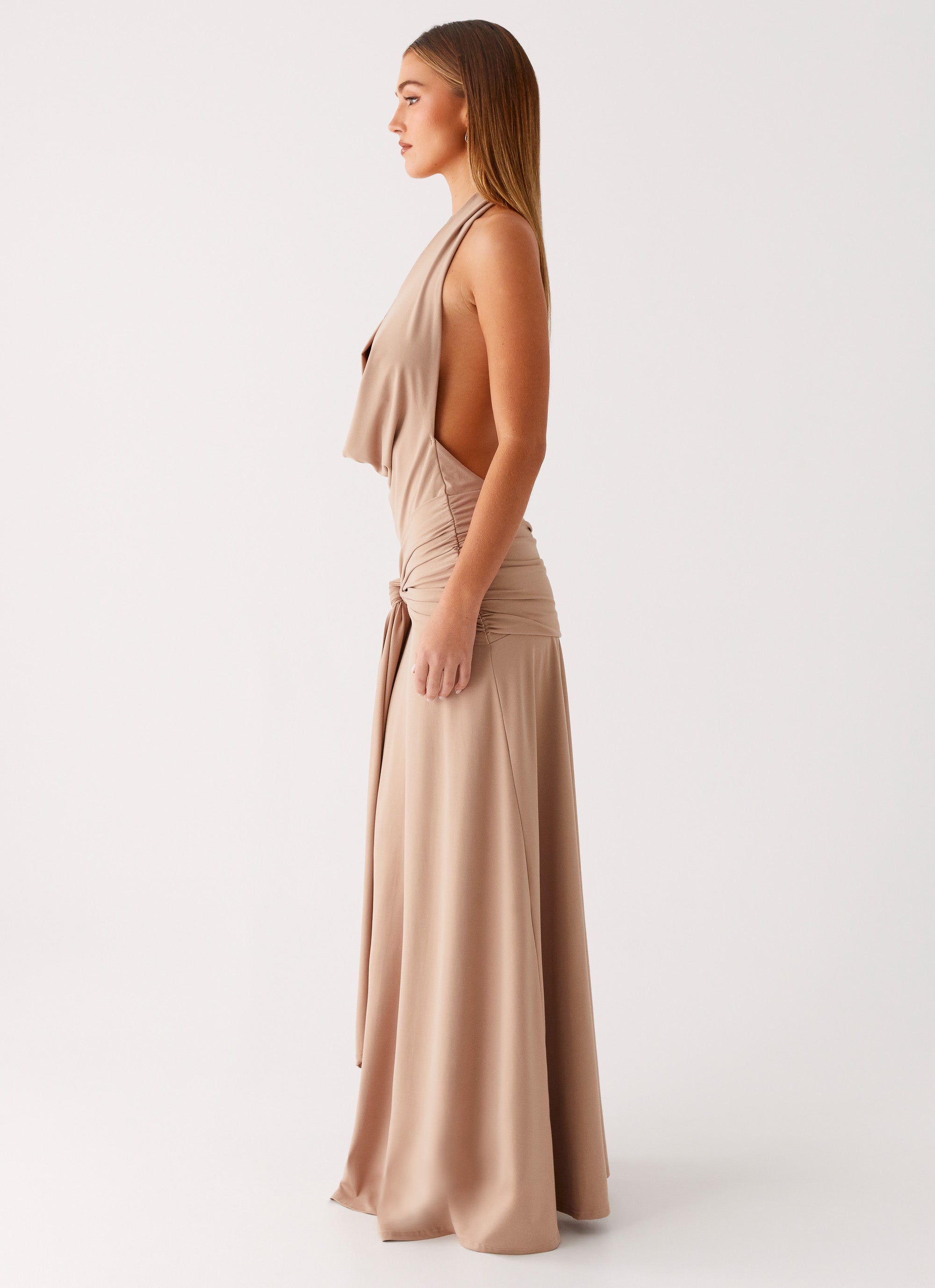 Rowan Ray Cowl Maxi Dress - Light Taupe