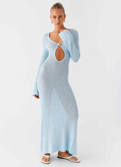 Seascape Chochet Maxi Dress - Blue