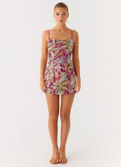 Soul Sound Sequin Mini Dress - Fuchsia Floral Beaded