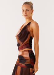 Stargazer Mesh Cowl Top - Black Gradient