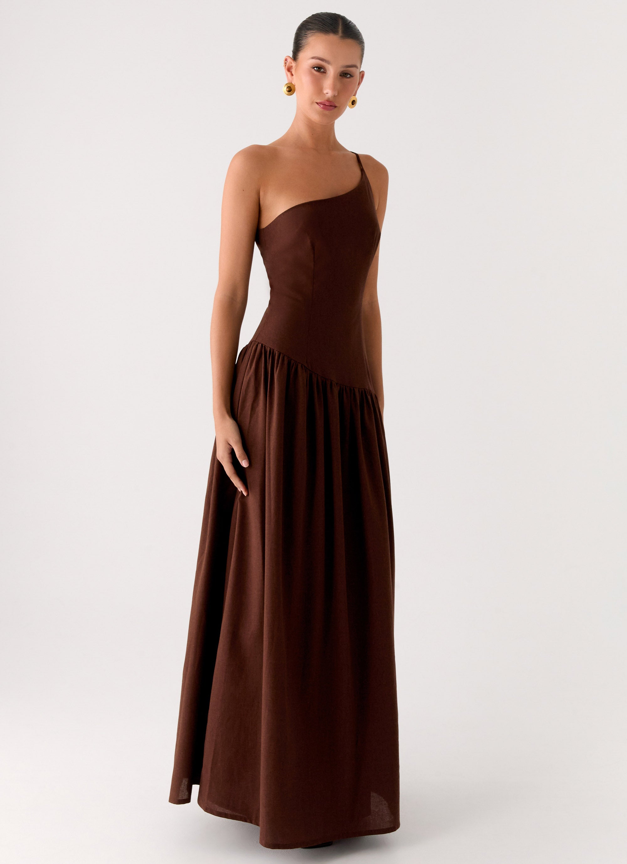 Thinking About You Linen Maxi Dress - Brown