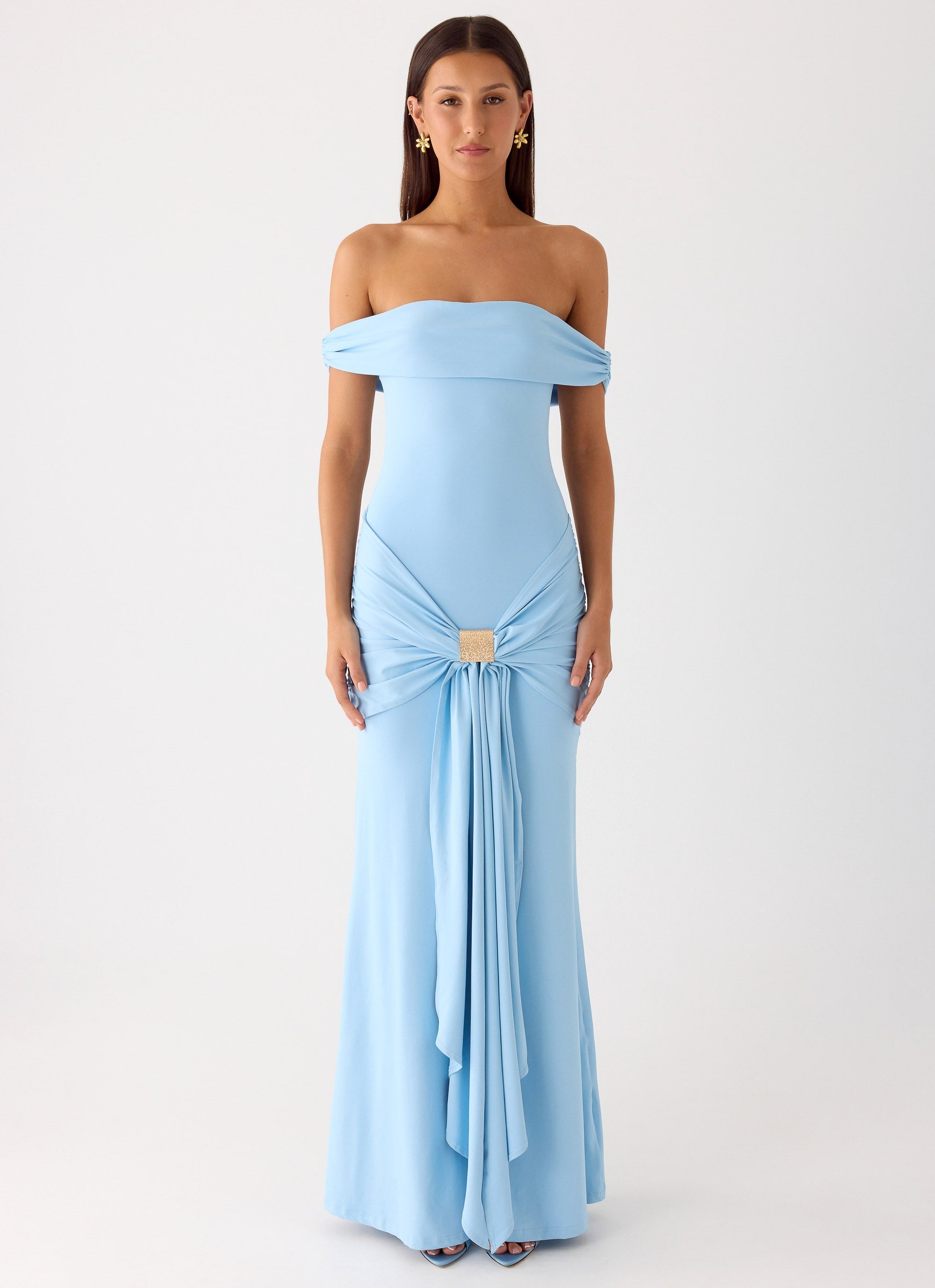 Vee Bardot Maxi Dress - Blue