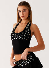 Vegas Nights Halter Neck Top - Black