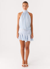 Willow Chiffon Mini Dress - Blue