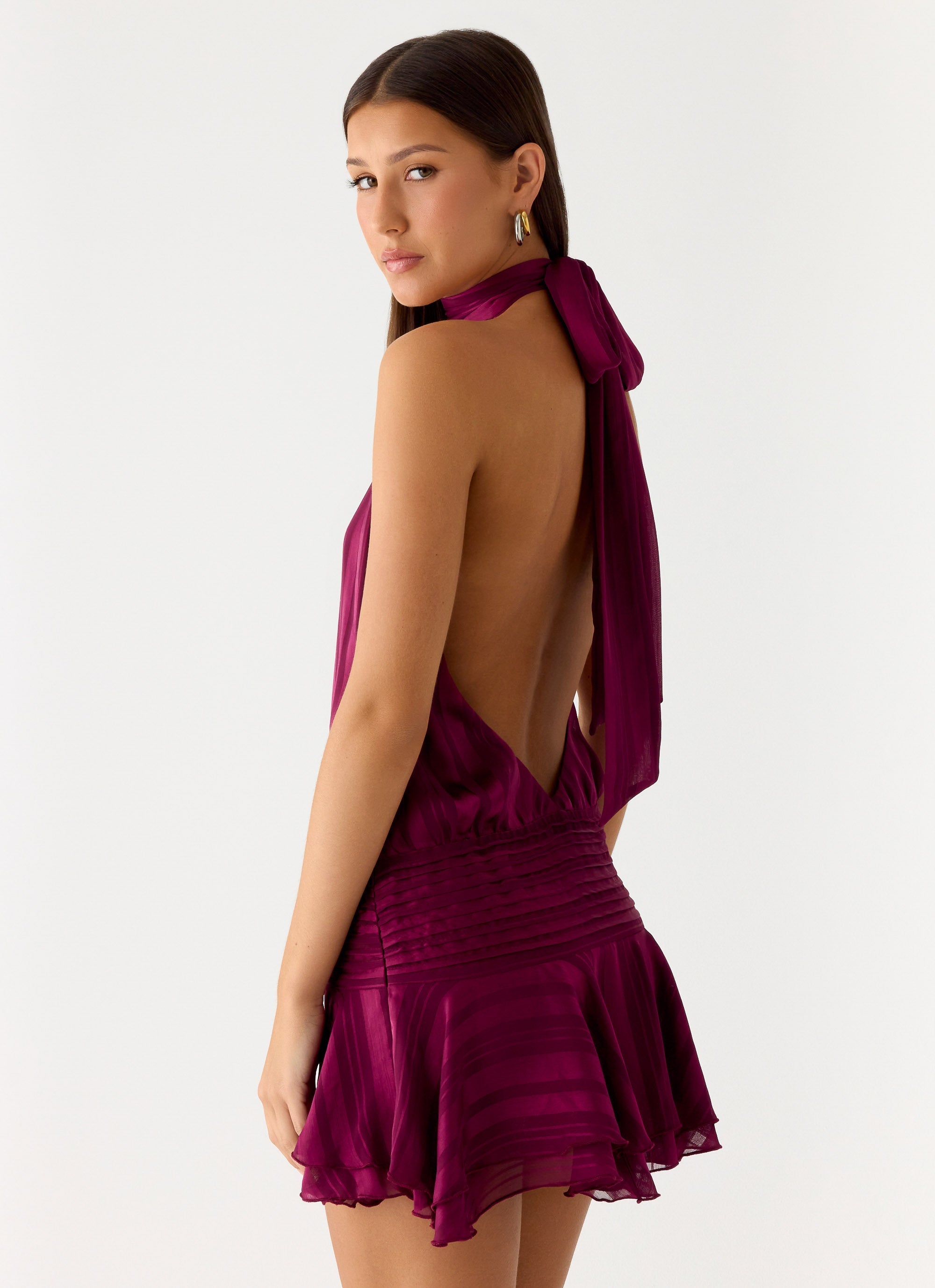 Willow Chiffon Mini Dress - Plum