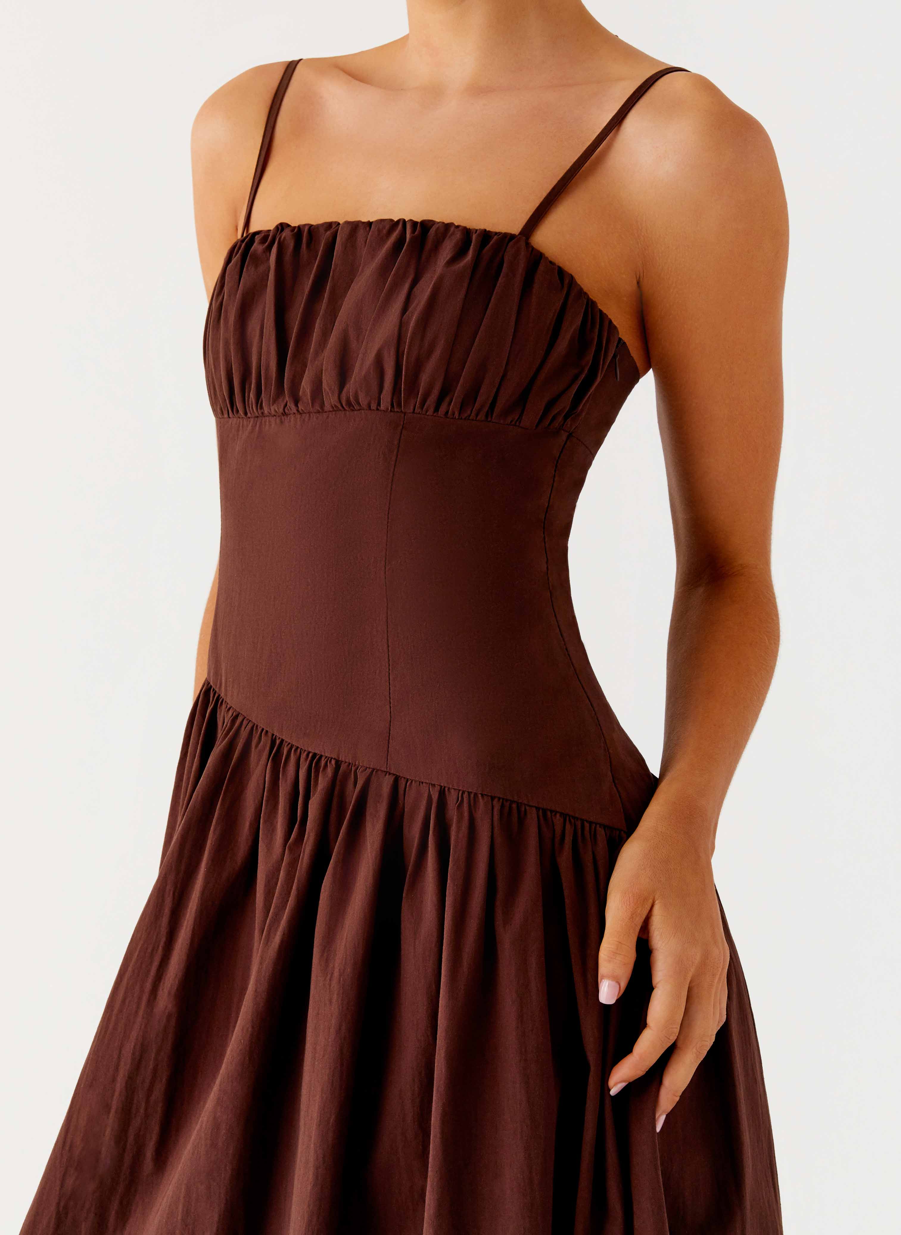 Yuna Drop Waist Maxi Dress - Chocolate