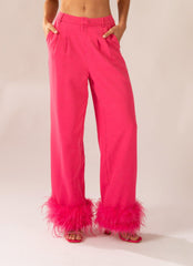 Shake It Off Feather Pants - Magenta